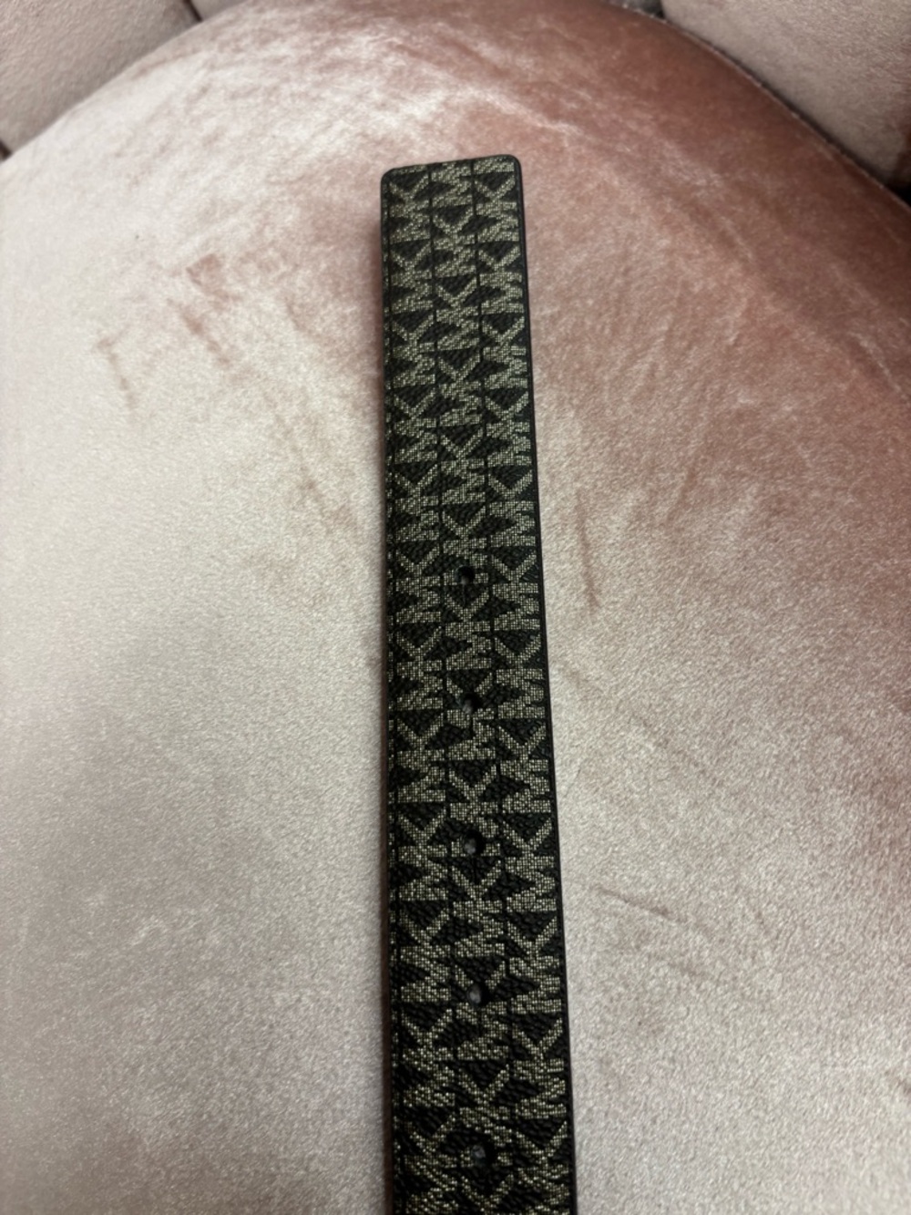 Michael Kors Reversible Monogram Belt with Gold MK Crystal Buckle - Picture 13 of 16